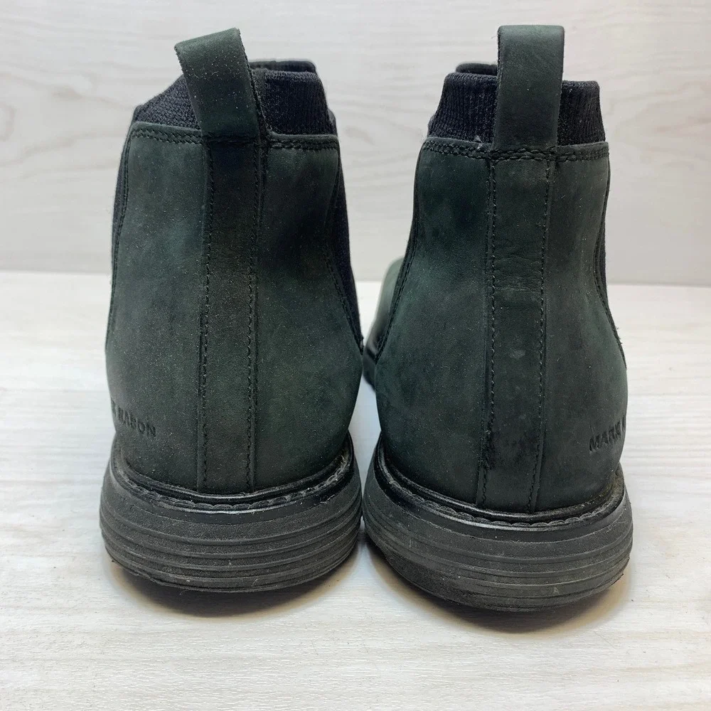 Mark Nason Mens 8.5 Chelsea Boots Nubuck LeatherBlack Gore Lug Sole‎
